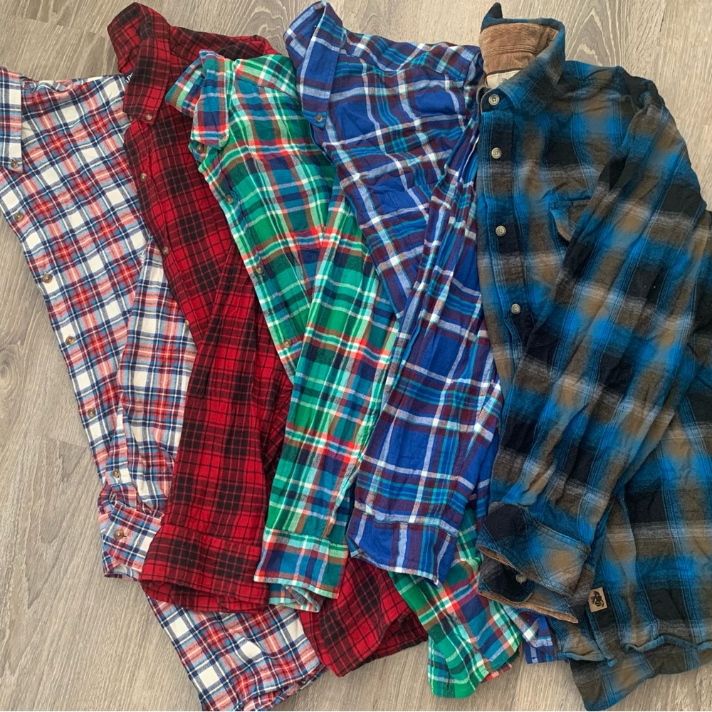 Chaps Brushed Flannel Shirt in Red and Blue Plaid